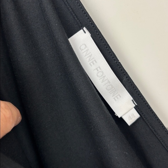 Anne Fontaine V Neck Black Pima Cotton Blend Lace Puff Sleeve Blouse - 44/US12 - Picture 6 of 11